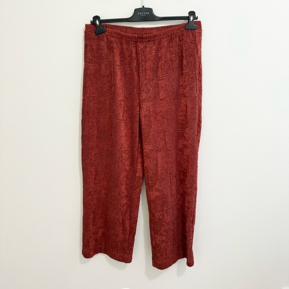 John Mark Dark Spice Textured Wide Leg Pants - Picture 1 of 5